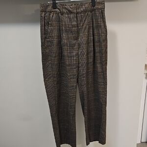 Old Navy Women's Brown Plaid Wide Leg Pants